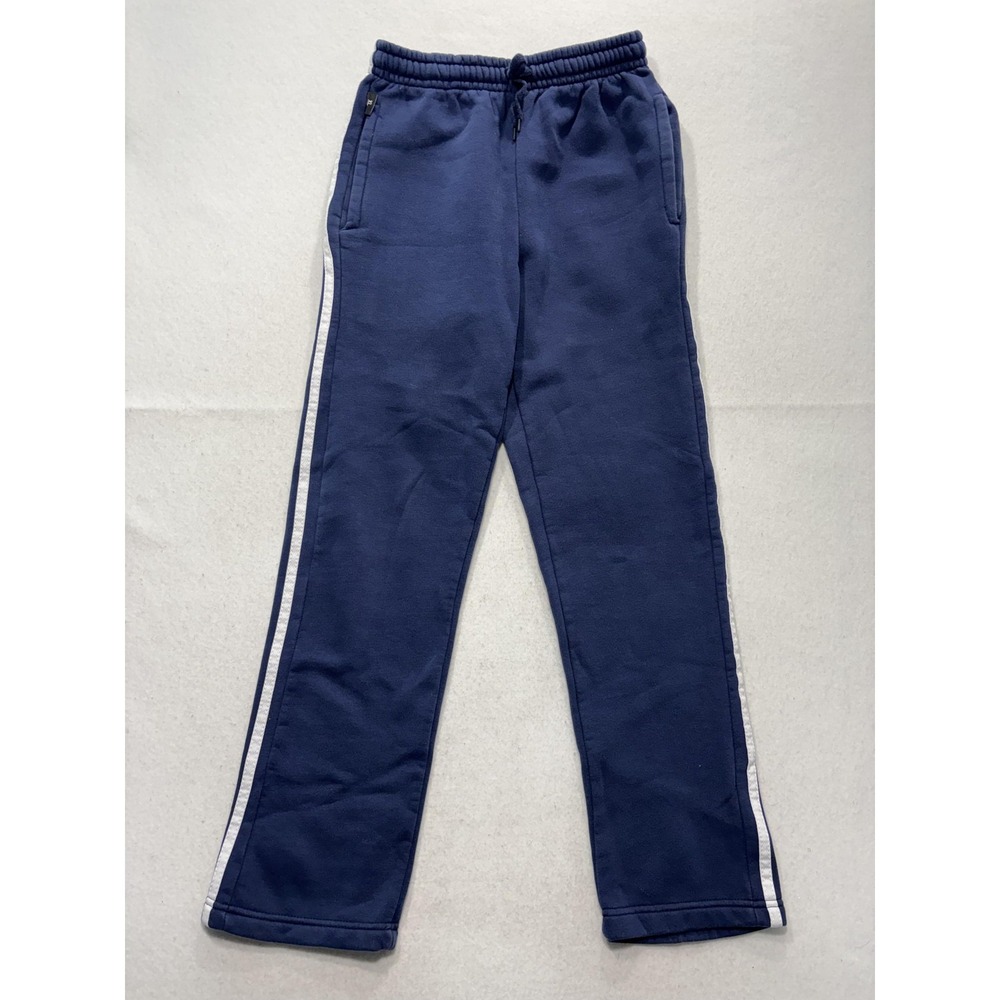 Athletic Works Pants Kids XL Blue Fleece Ankle Drawstring Side Stripe Casual